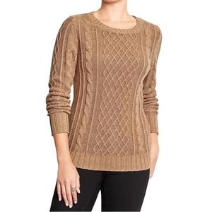 Old Navy Cable Knit Fisherman Sweater Khaki Small
